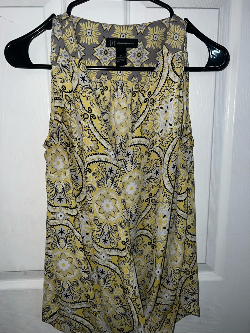 INC International Concepts Yellow Floral Print Sleeveless Top fall wear size 8